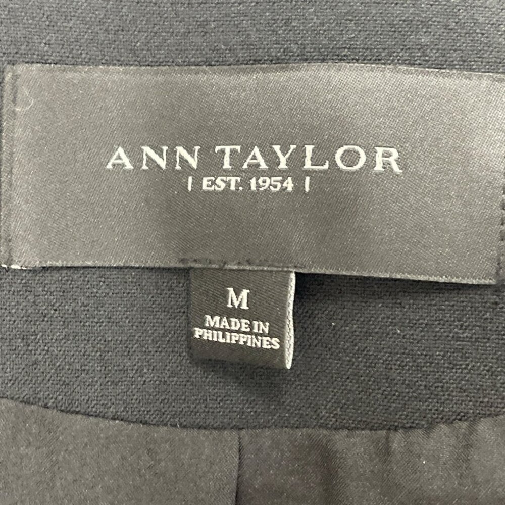 Ann Taylor Womens Black Long Sleeve Faux Leather Panel Coat Size M - Picture 6 of 8